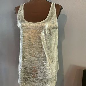 JOHN ESHAYA Tank top,metallic silver embellished details.
